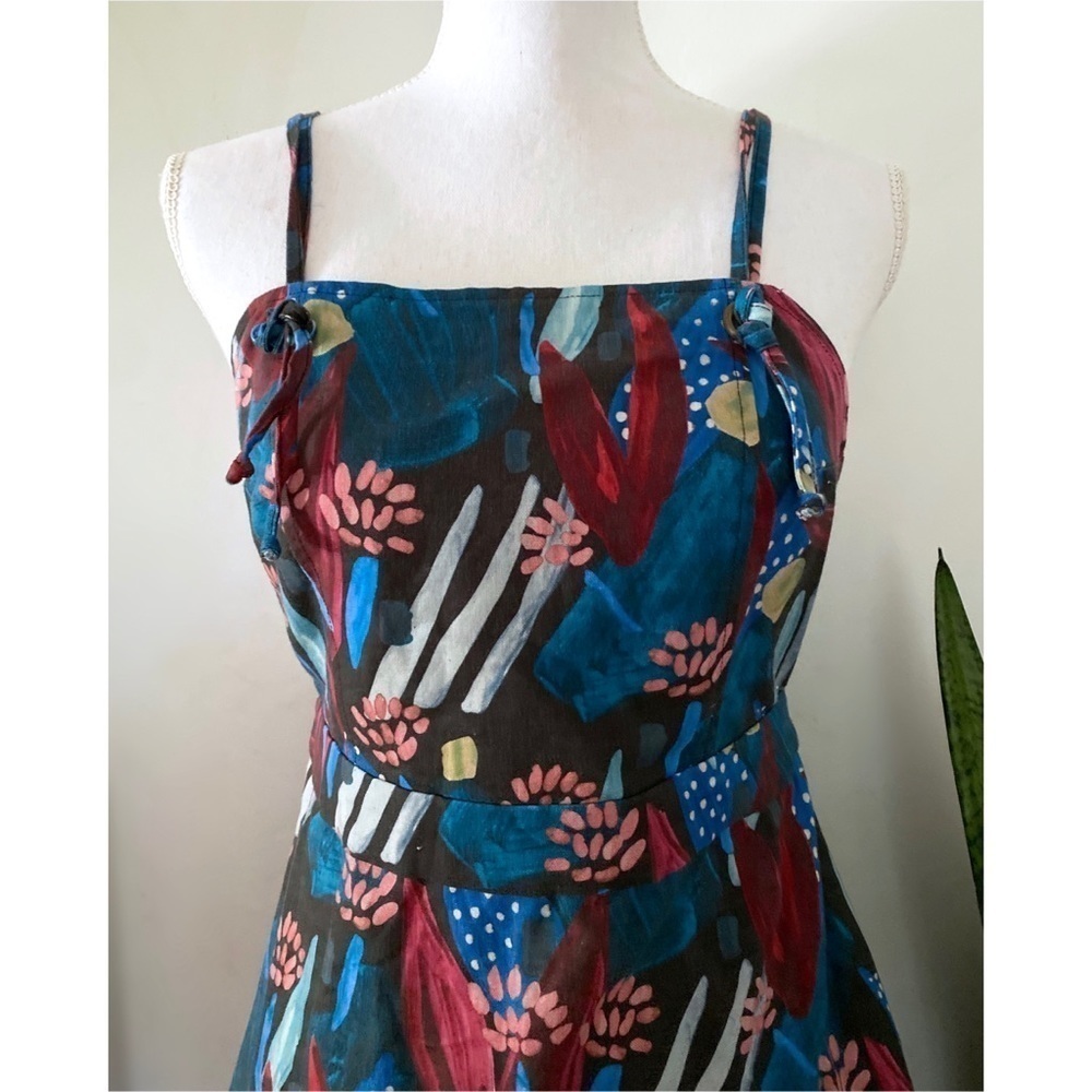NWT Anthro Eva Franco Tiered Mosaic Floral Dress M - Picture 5 of 10